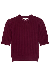 The Chain Pointelle Sweater in Cabernet