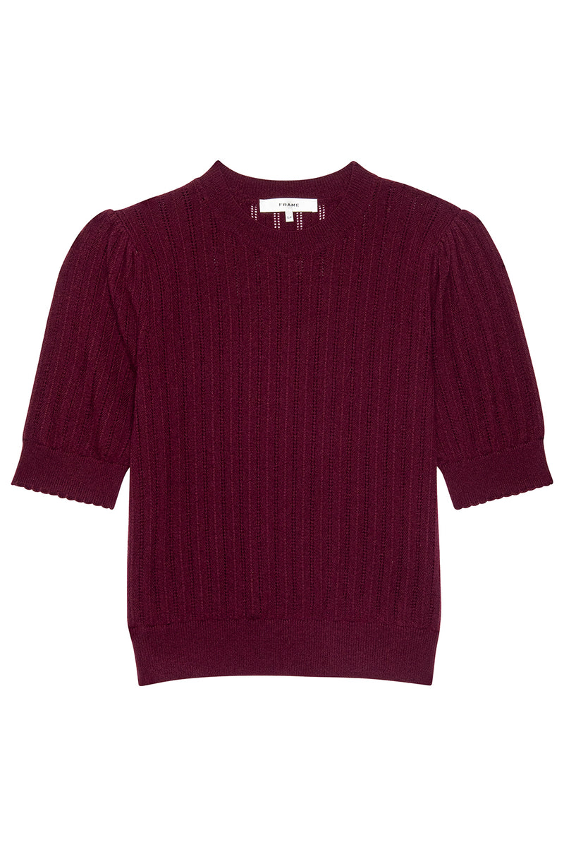 The Chain Pointelle Sweater in Cabernet