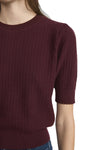 The Chain Pointelle Sweater in Cabernet