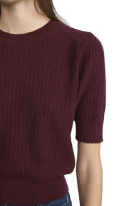 The Chain Pointelle Sweater in Cabernet