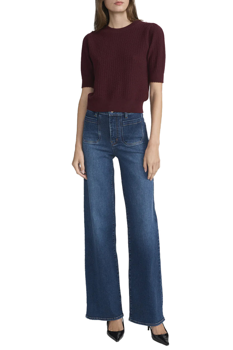 The Chain Pointelle Sweater in Cabernet
