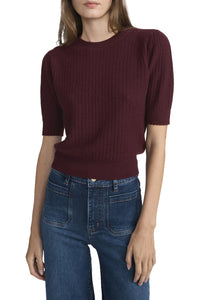 The Chain Pointelle Sweater in Cabernet