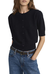 The Chain Pointelle Cardi in Navy