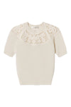 The Lace Gathered Sweater in Cream