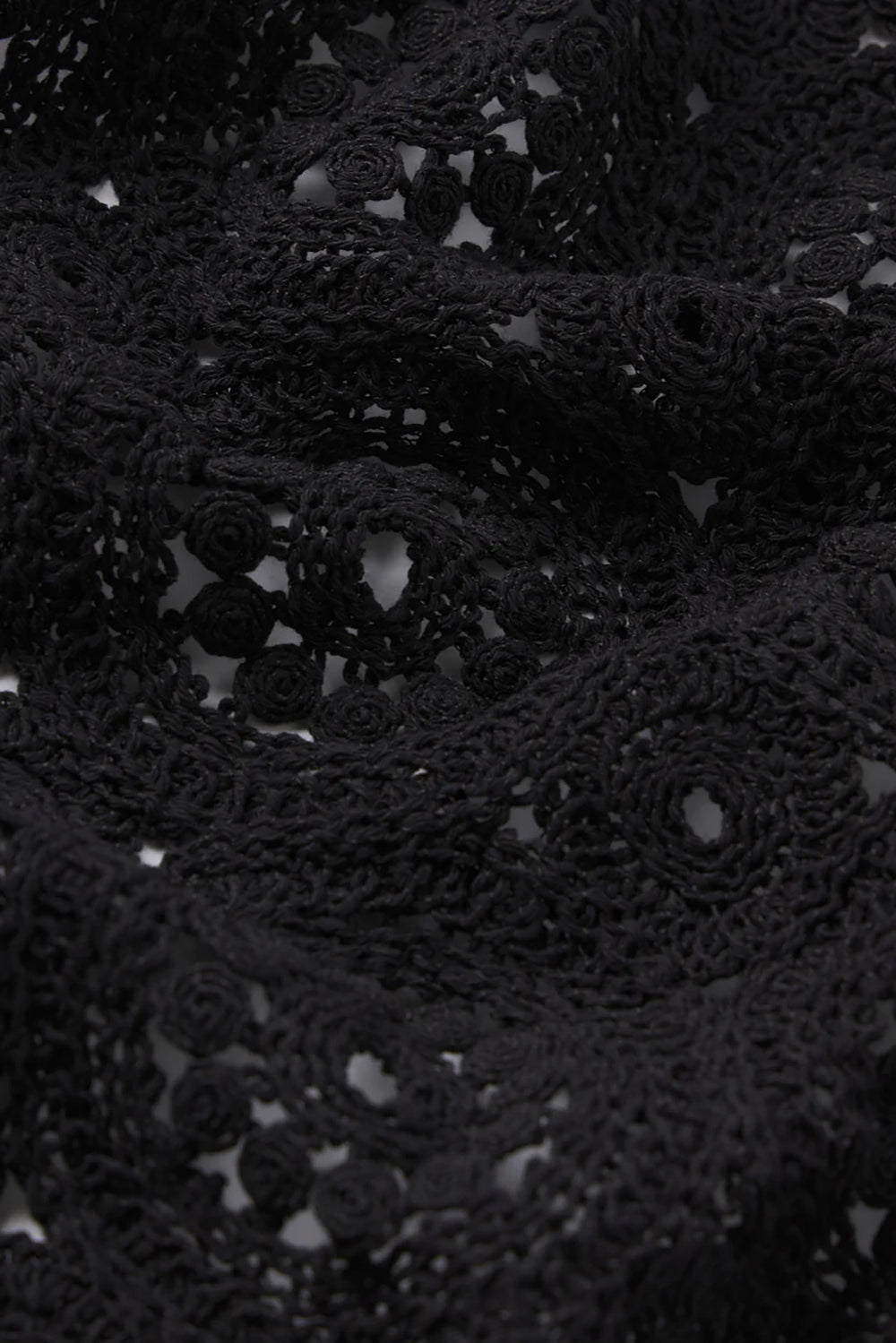 The Crochet Tassel Popover Top in Black