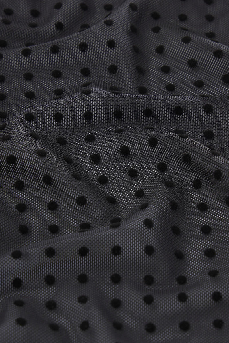 The Mesh Polka Dot Top in Black