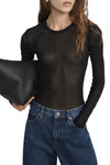 The Mesh Polka Dot Top in Black