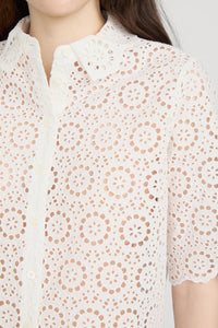 The Petal Eyelet Shirt in White