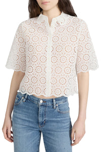 The Petal Eyelet Shirt in White