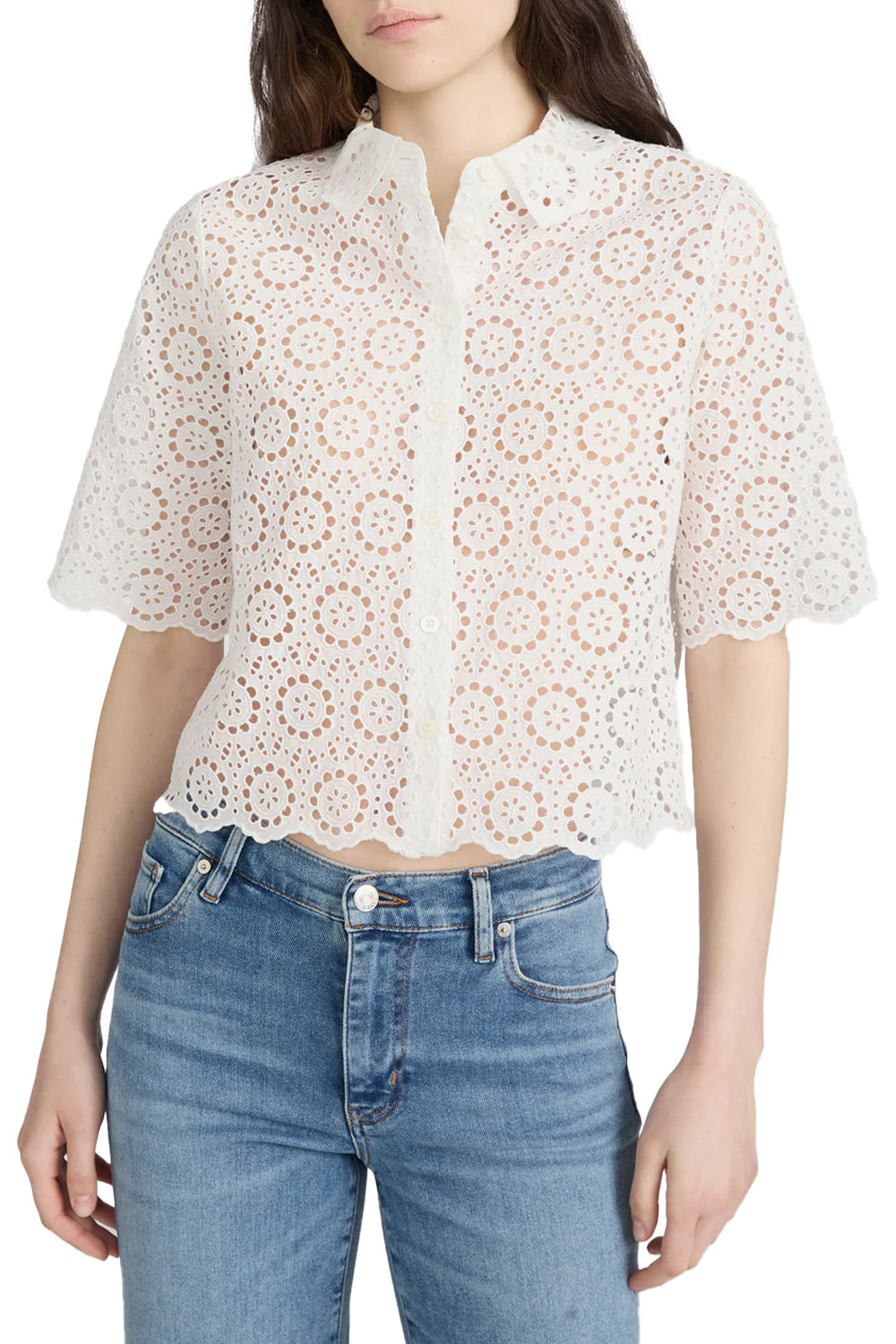 The Petal Eyelet Shirt in White