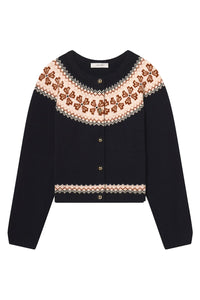 The Cashmere Fair Isle Cardi in Navy
