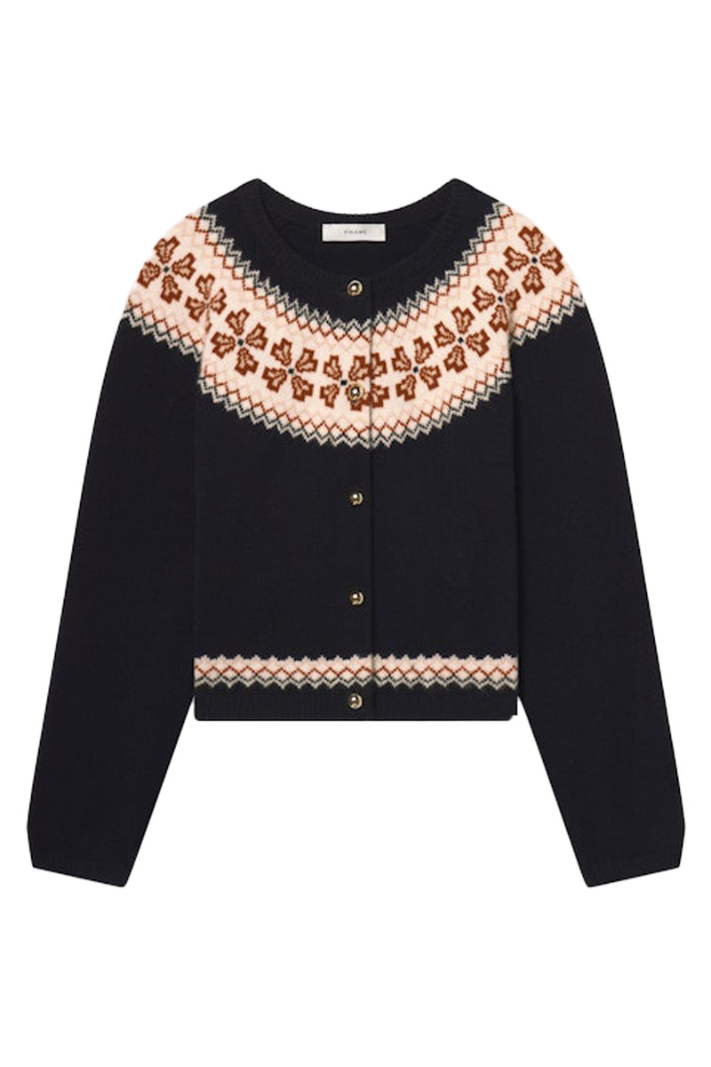 The Cashmere Fair Isle Cardi in Navy