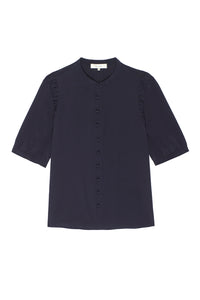 The Silk Gathered Top in Navy