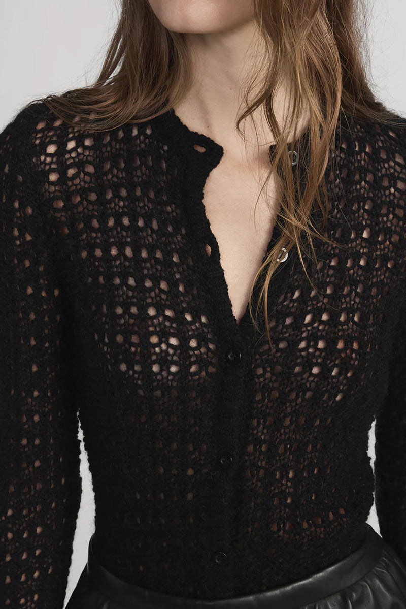 The Open Knit Cardi in Black