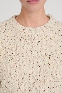 The Confetti Short Sleeve Sweater in Cream