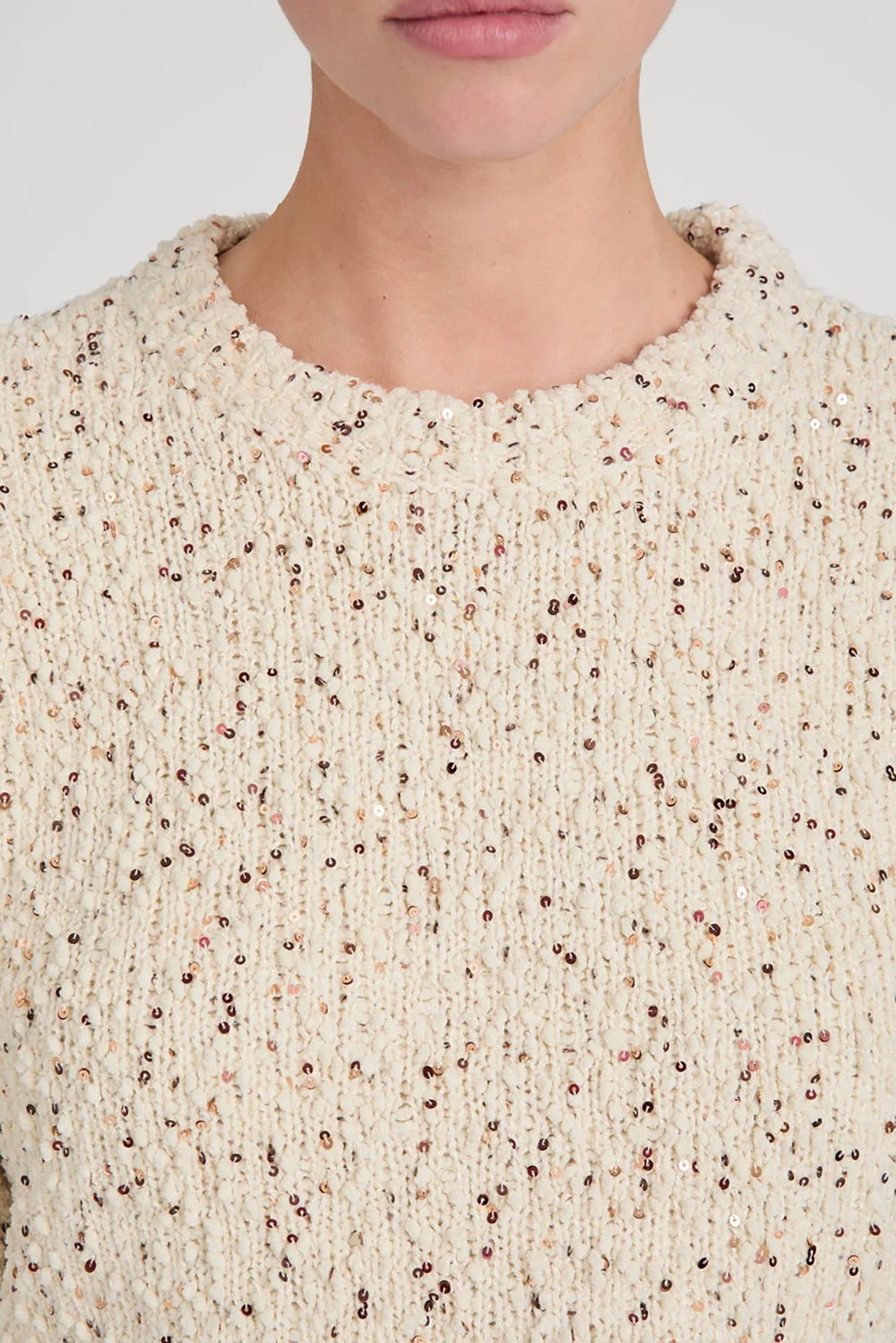 The Confetti Short Sleeve Sweater in Cream