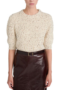 The Confetti Short Sleeve Sweater in Cream