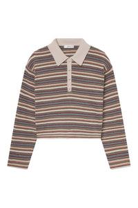 The Quad Polo is Sky Blue Multi Stripe