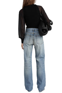 The Sheer Sleeve Top in Black