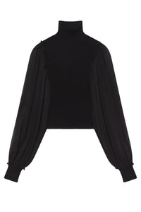 The Sheer Sleeve Top in Black