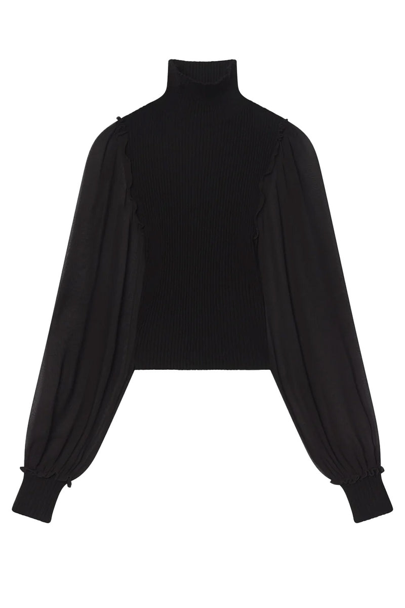 The Sheer Sleeve Top in Black