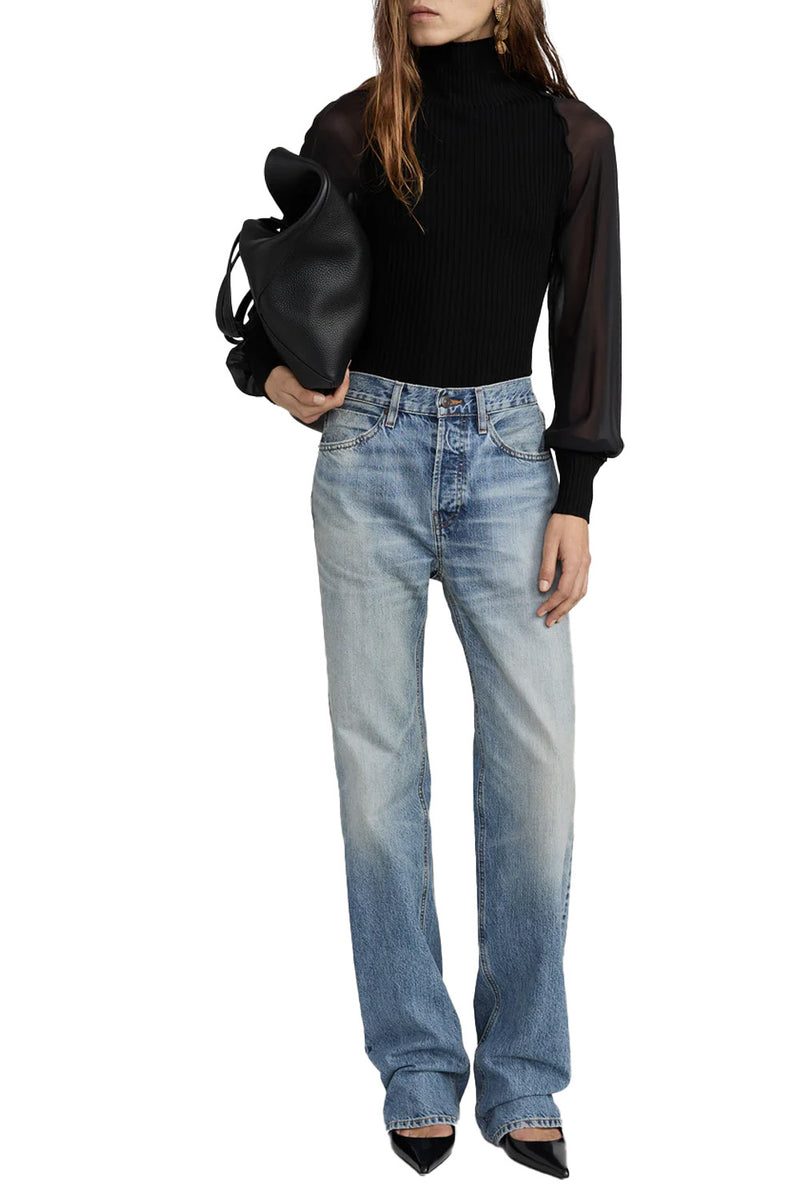 The Sheer Sleeve Top in Black