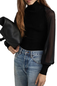 The Sheer Sleeve Top in Black