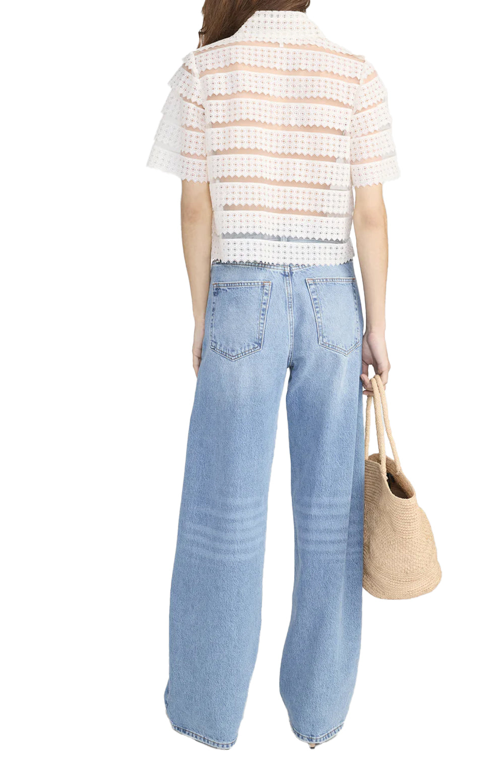 The Lattice Crochet Blouse in Cream