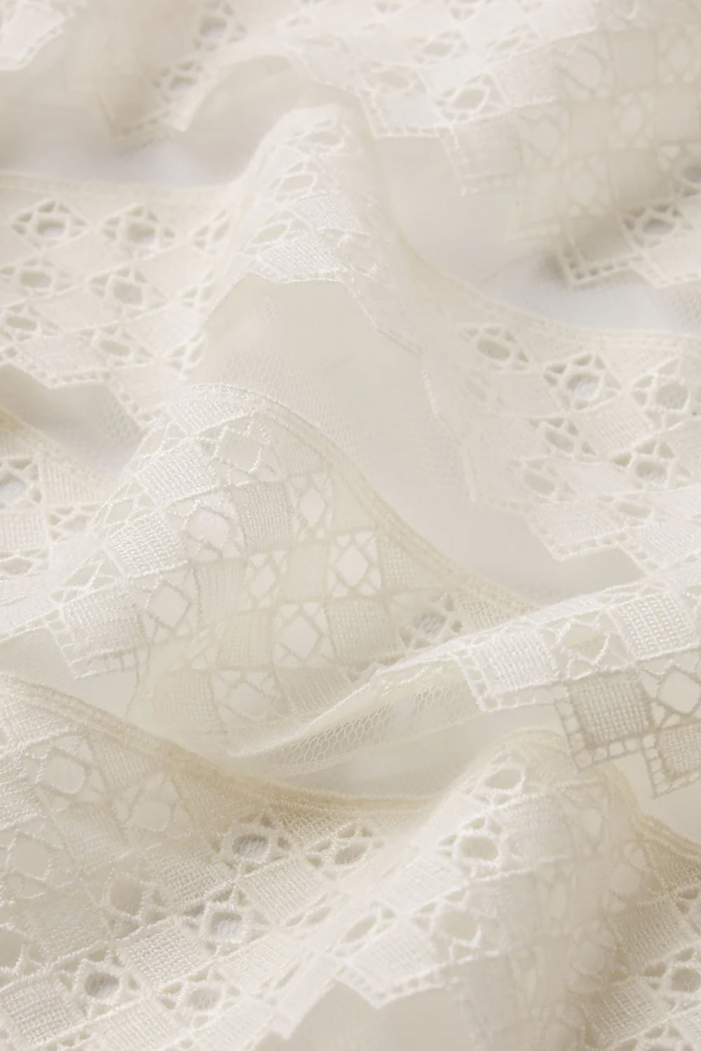 The Lattice Crochet Blouse in Cream