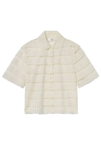 The Lattice Crochet Blouse in Cream