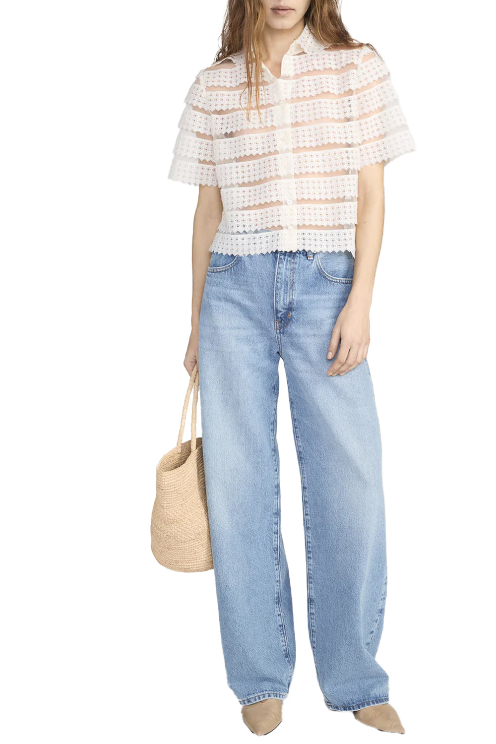 The Lattice Crochet Blouse in Cream
