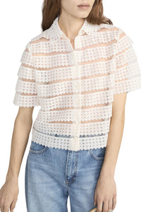 The Lattice Crochet Blouse in Cream