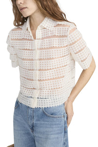 The Lattice Crochet Blouse in Cream