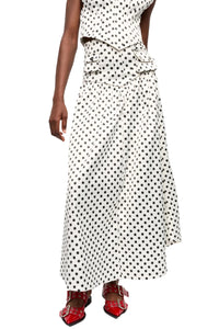 Printed Double Satin Long Pocket Skirt in Egret