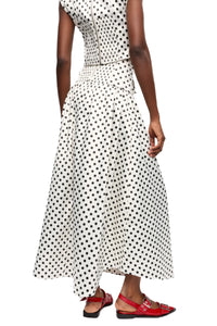 Printed Double Satin Long Pocket Skirt in Egret