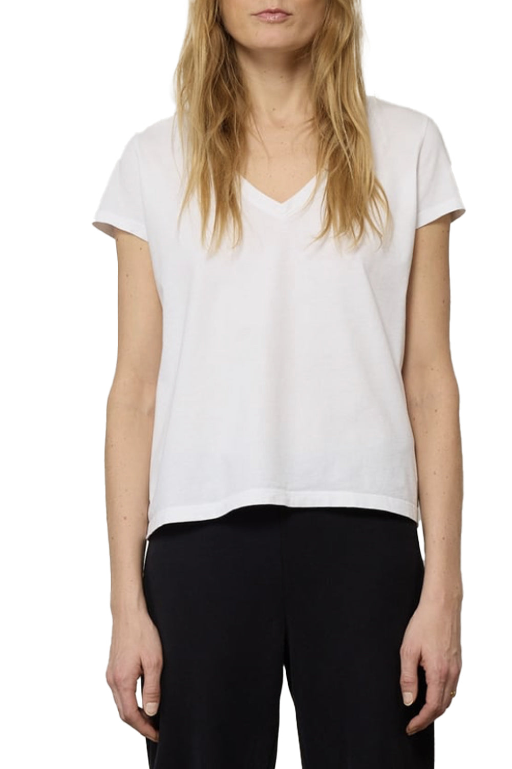 Deep V-Neck T-Shirt in White