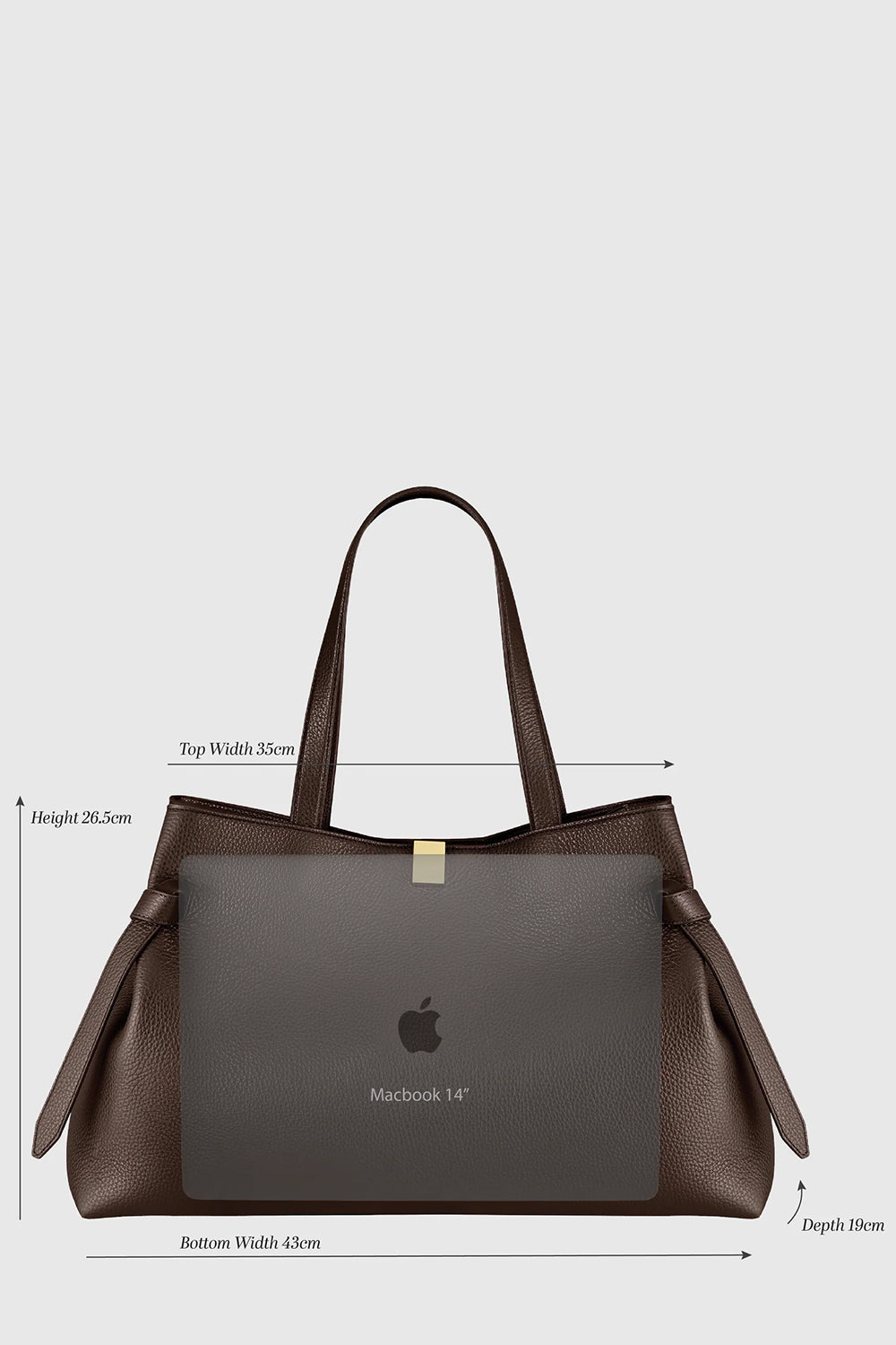 Gyoza Tote in Taupe Pebble Grained Leather
