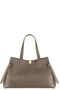 Gyoza Tote in Taupe Pebble Grained Leather
