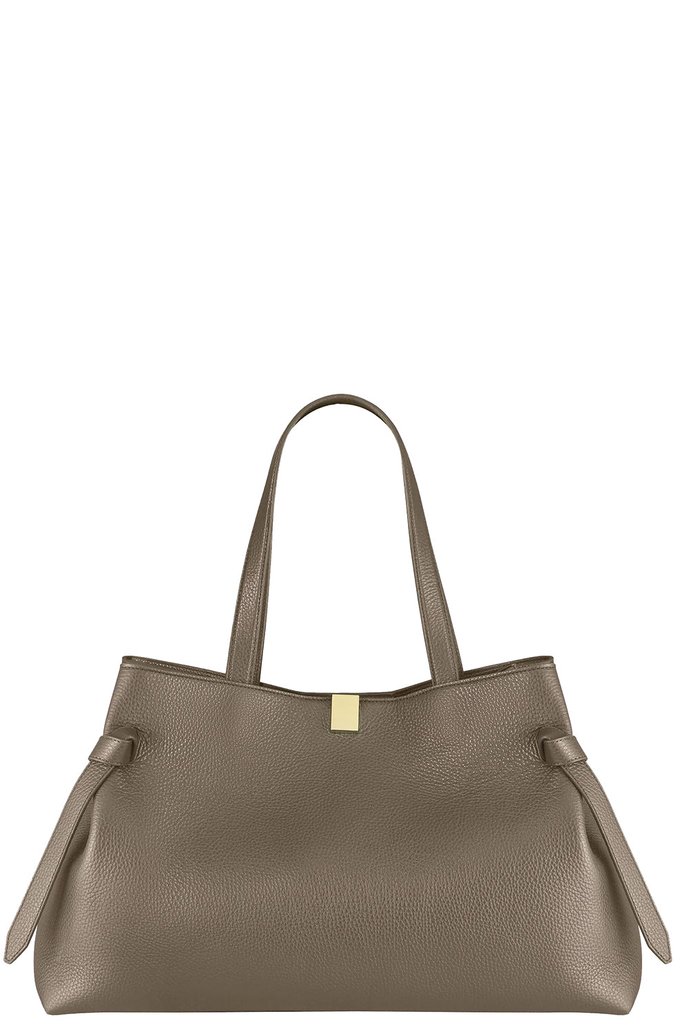 Gyoza Tote in Taupe Pebble Grained Leather