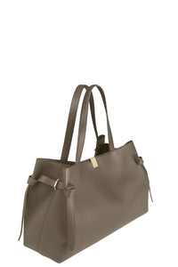 Gyoza Tote in Taupe Pebble Grained Leather