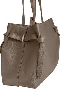 Gyoza Tote in Taupe Pebble Grained Leather