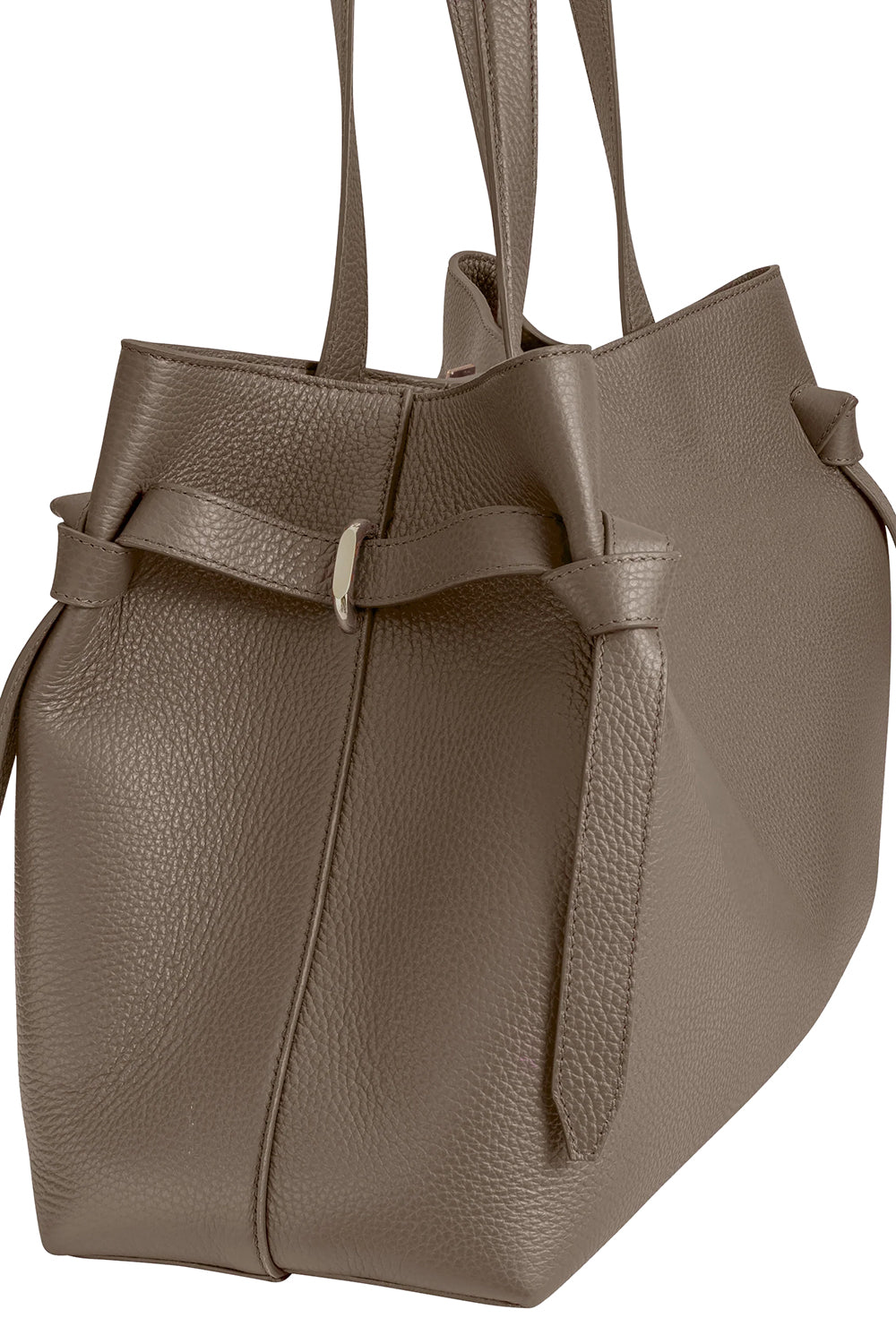 Gyoza Tote in Taupe Pebble Grained Leather