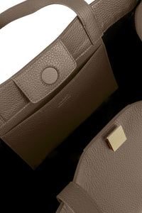 Gyoza Tote in Taupe Pebble Grained Leather