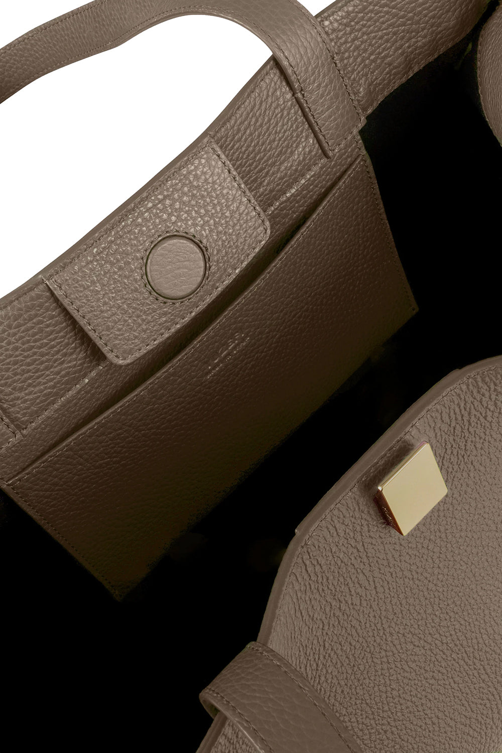 Gyoza Tote in Taupe Pebble Grained Leather