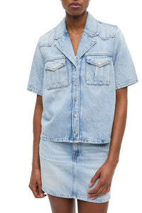 Light Blue Denim Shirt in Light Stone Blue