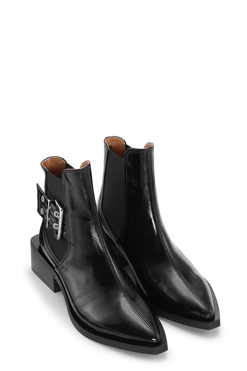 Black Chunky Buckle Chelsea Boot