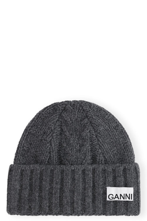 Cable Beanie in Frost Gray