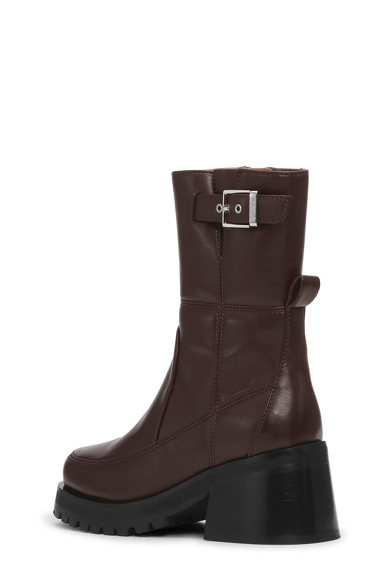 Feminine Buckle Platform Boots in Chocolate Fondant