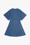 Blue Polka Dot Denim Mini Dress