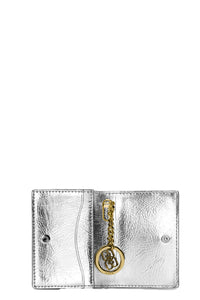 Silver Metallic GANNI Bou Flap Card Holder